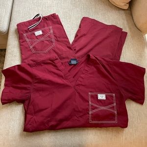 Blue Sky Crimson Scrub Set